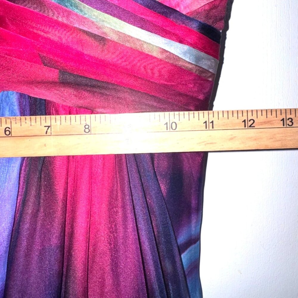 La Femme Multicolor Empire Waist Chiffon Maxi Dress With Beaded Bodice - Picture 8 of 12